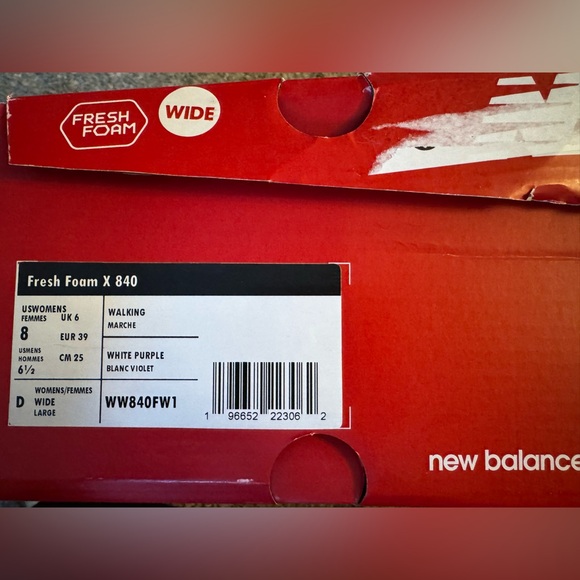 New Balance Lavender and White Fresh Foam x 840 Women’s size 8 Wide - Picture 8 of 8